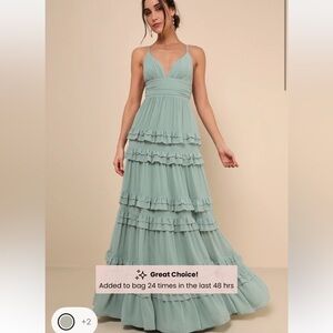 Lulu's Sage Green Ruffle Dress